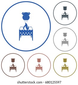 Brazier and chicken icon. Vector illustration