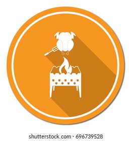 Brazier and chicken icon. Vector illustration