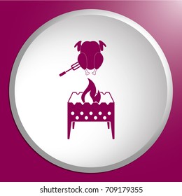 Brazier and chicken icon. Vector illustration