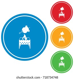 Brazier and chicken icon. Vector illustration

