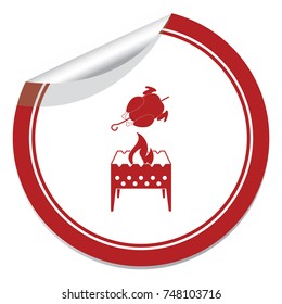 Brazier and chicken icon. Vector illustration
