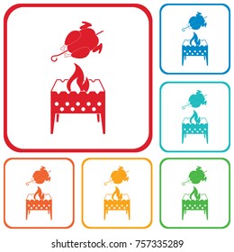 Brazier and chicken icon. Vector illustration
