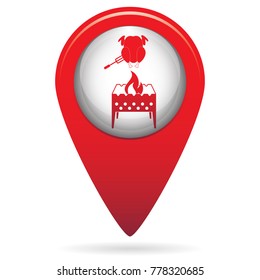 Brazier and chicken icon. Vector illustration

