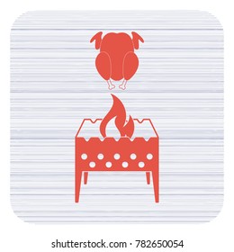 Brazier and chicken icon. Vector illustration