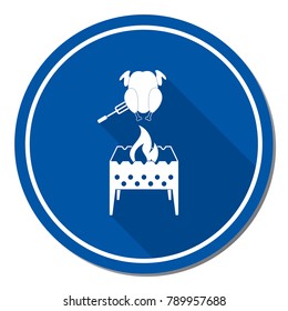 Brazier and chicken icon. Vector illustration