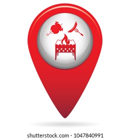 Brazier, chicken and sausage icon. Vector illustration

