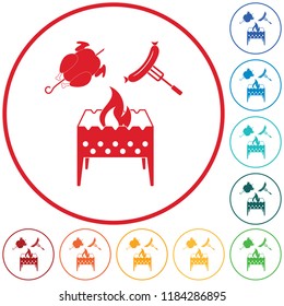 Brazier, chicken and sausage icon. Vector illustration