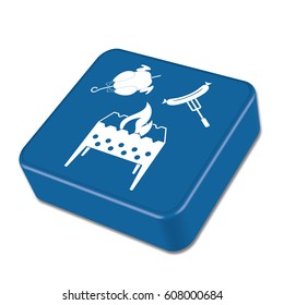 Brazier, chicken and sausage icon. Vector illustration