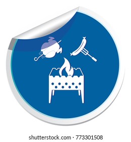 Brazier, chicken and sausage icon. Vector illustration

