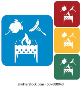 Brazier, chikcen and sausage icon. Vector illustration

