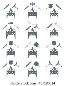 Brazier cooking icons set. Vector illustration