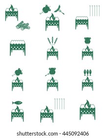 Brazier cooking icons set. Vector illustration

