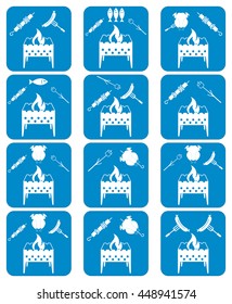 Brazier cooking icons set. Vector illustration