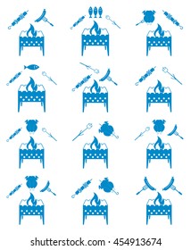 Brazier cooking icons set. Vector illustration

