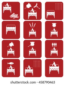Brazier cooking icons set. Vector illustration