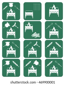 Brazier cooking icons set. Vector illustration
