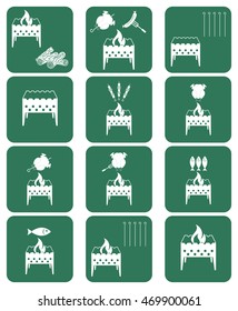 Brazier cooking icons set. Vector illustration
