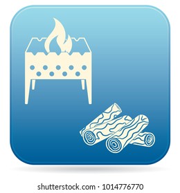 Brazier and firewood icon. Vector illustration