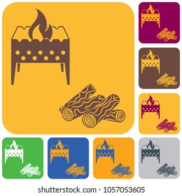 Brazier and firewood icon. Vector illustration

