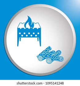 Brazier and firewood icon. Vector illustration
