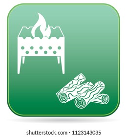 Brazier and firewood icon. Vector illustration

