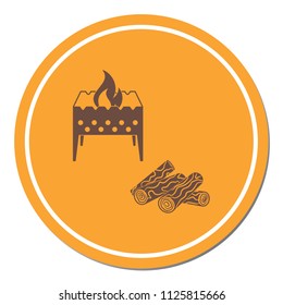 Brazier and firewood icon. Vector illustration