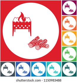 Brazier and firewood icon. Vector illustration