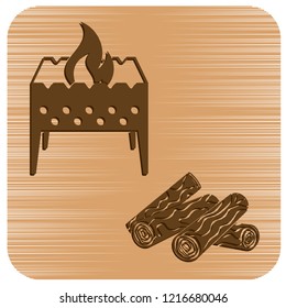 Brazier and firewood icon. Vector illustration

