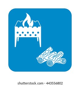 Brazier and firewood icon. Vector illustration