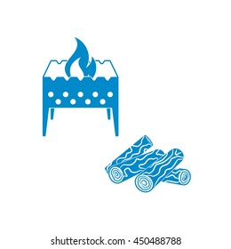 Brazier and firewood icon. Vector illustration