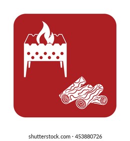 Brazier and firewood icon. Vector illustration