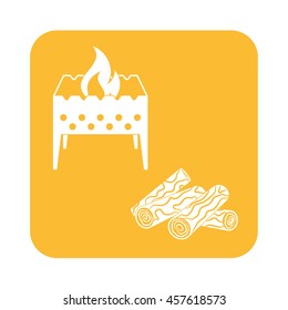 Brazier and firewood icon. Vector illustration