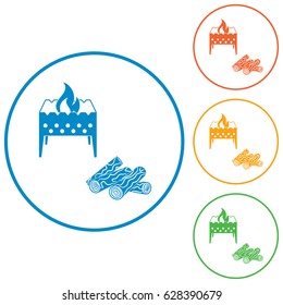 Brazier and firewood icon. Vector illustration
