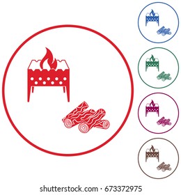 Brazier and firewood icon. Vector illustration
