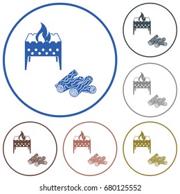 Brazier and firewood icon. Vector illustration