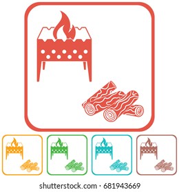 Brazier and firewood icon. Vector illustration