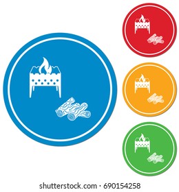 Brazier and firewood icon. Vector illustration