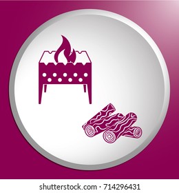 Brazier and firewood icon. Vector illustration