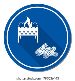 Brazier and firewood icon. Vector illustration