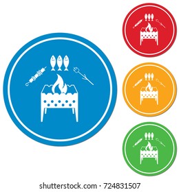 Brazier  and fish icon. Vector illustration

