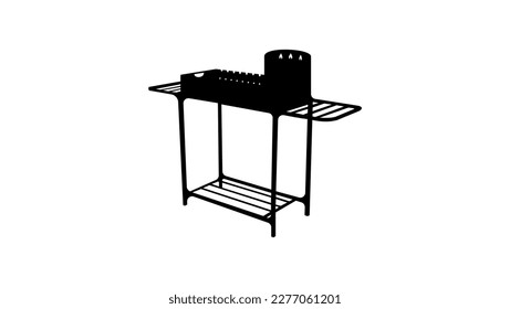 Brazier for frying meat silhouette, high quality vector