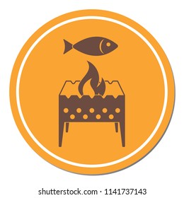 Brazier grill with fish icon. Vector illustration

