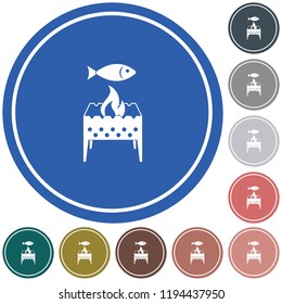Brazier grill with fish icon. Vector illustration