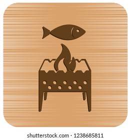 Brazier grill with fish icon. Vector illustration

