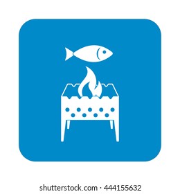 Brazier grill with fish icon. Vector illustration

