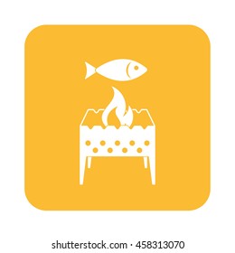 Brazier grill with fish icon. Vector illustration

