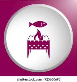Brazier grill with fish icon. Vector illustration

