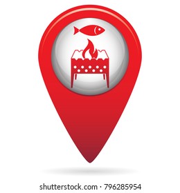 Brazier grill with fish icon. Vector illustration

