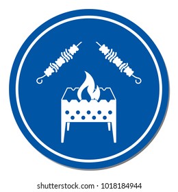 Brazier grill with kebab icon. Vector illustration