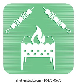 Brazier grill with kebab icon. Vector illustration